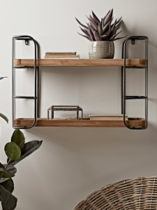 Metal Wood Rustic Wall Shelf