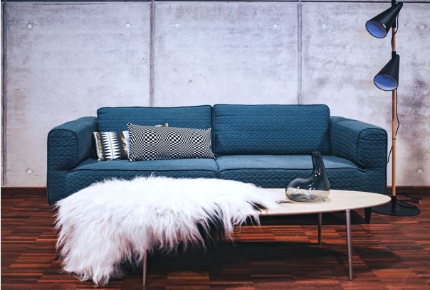 Blue teal couch interior design